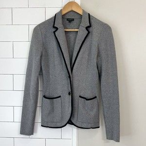 Ann Taylor Factory Grey and Black Sweater Blazer Women's XS